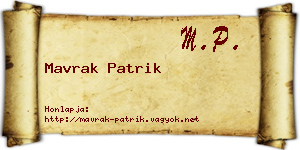 Mavrak Patrik névjegykártya